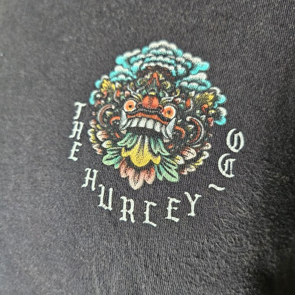 Hurley Bali Bagus Surf Baby Tee Shirt M T-Shirt Worn Black Y2K - Picture 3 of 8